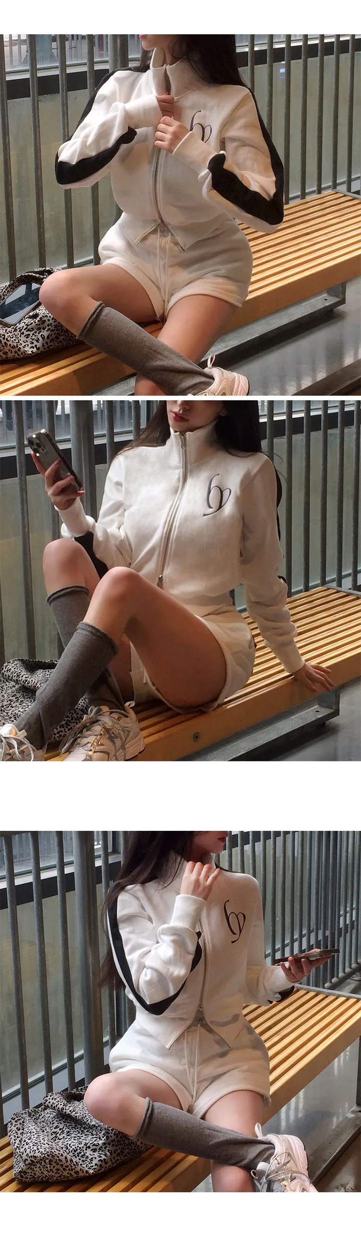 *부함x직각어깨핏[여름밤에도🖤] made 멜팅 배색 세미크롭 집업 상세 이미지 13