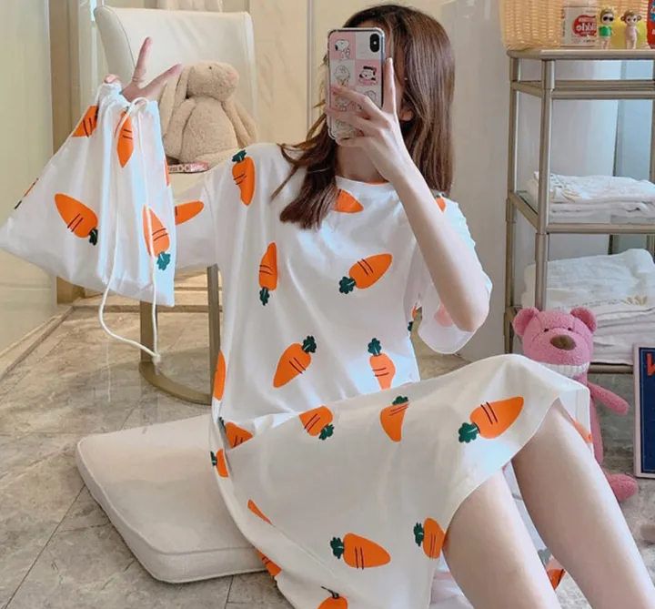[귀여움 폭발🐥] 1+1 할인 / 6종 캐릭터 반팔 원피스 파자마 (파우치+양말 증정/FREE 사이즈) 상세 이미지 7