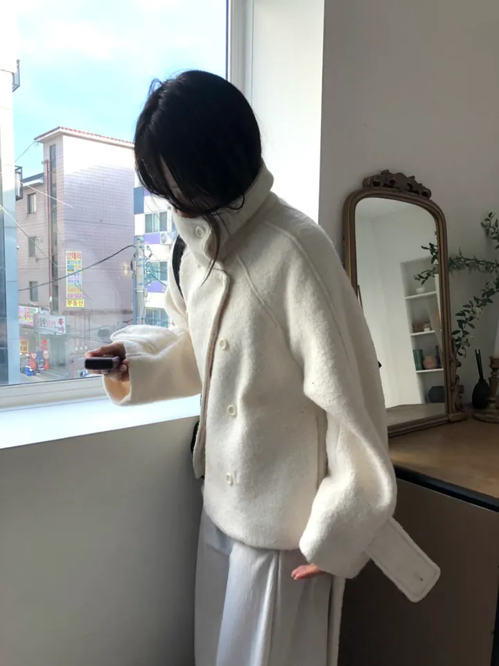 *아이당일*하이넥 더블 숏코트(2color) 상세 이미지 36