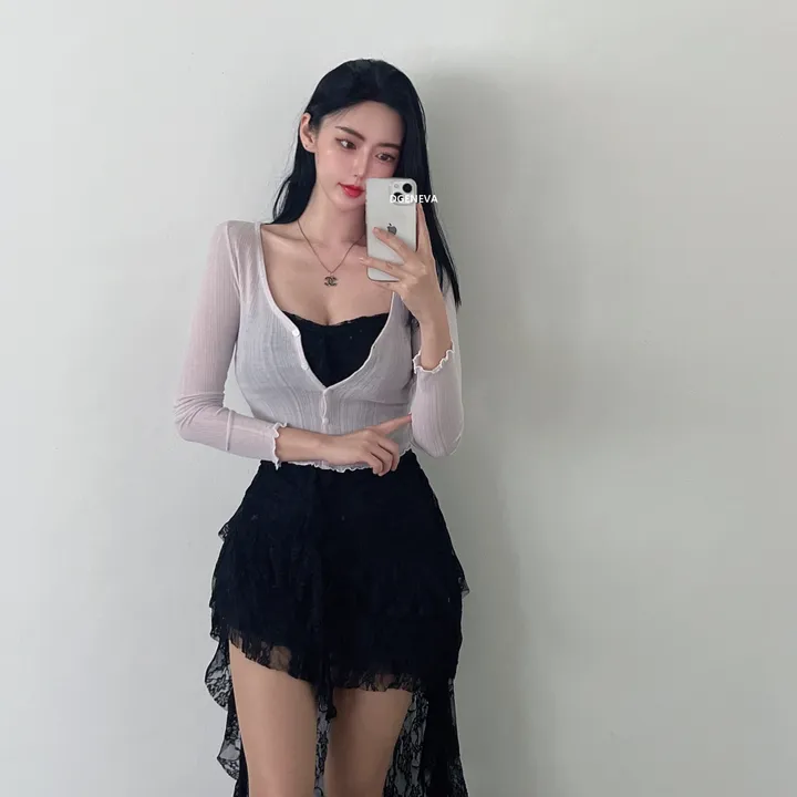 당일/ 롤라 가디건 여름 시스루 크롭 숏 데일리 국내생산 스판 휘뚜루마뚜루 기본 베이직  4color 상세 이미지 14