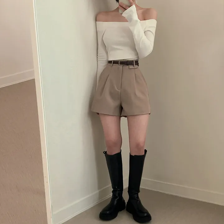 [데일리/벨트SET] 코지 원핀턱 벨트 슬랙스 숏팬츠 상세 이미지 29