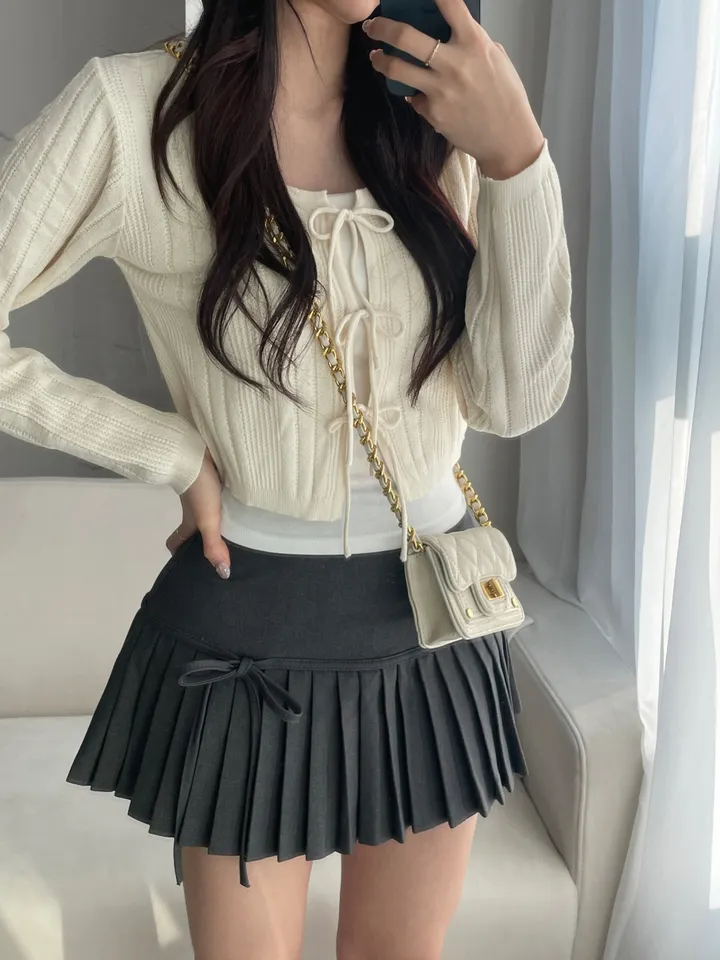 [주문폭주🤍/리본포인트!]  💘남심 저격해버릴 리스 쓰리리본 가디건 상세 이미지 14