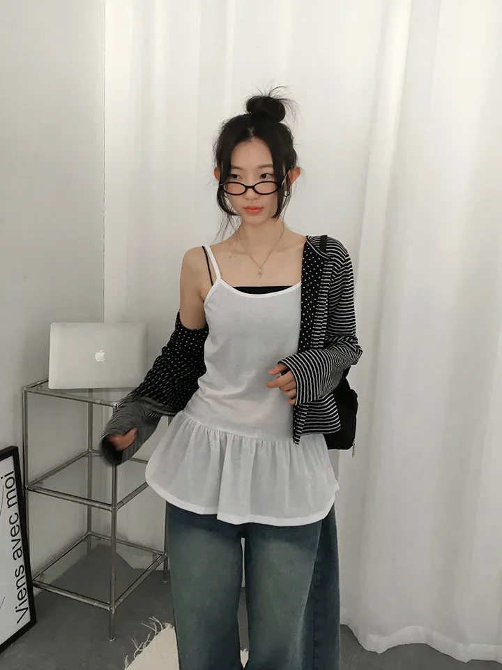 (3일)최저가❣️[레이어드잇템🖤갓성비!/국내제작! 프릴 캉캉 레이어드나시 롱 이너나시 발레코어]  큐트프릴레이어드롱나시 상세 이미지 5