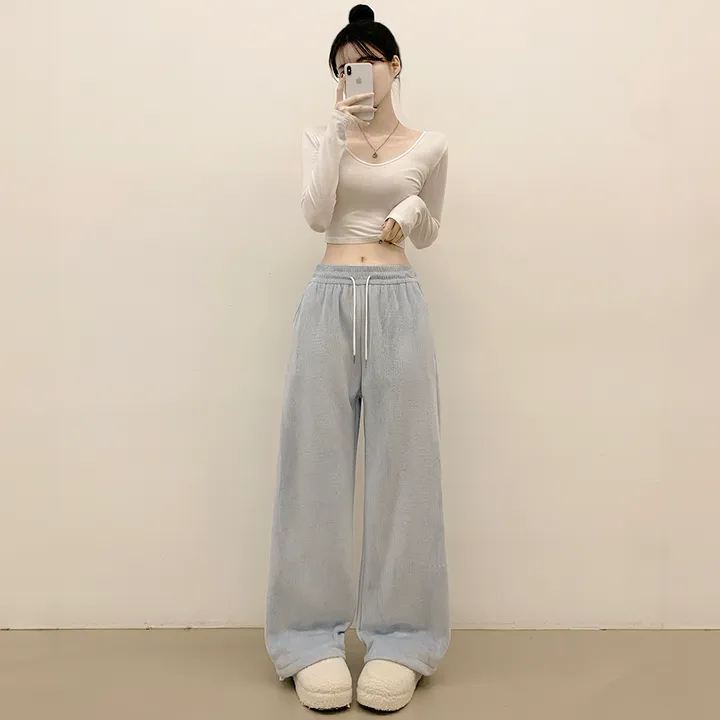 [왕도톰/한겨울까지!] 융기모 골덴 코듀로이 겨울 밴딩 스트링 와이드 트레이닝 롱팬츠 상세 이미지 15