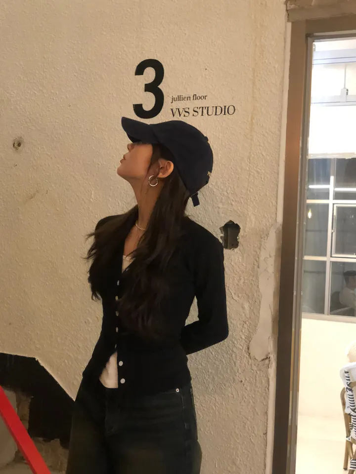 레이디 슬림 버튼 골지 가디건 상세 이미지 3