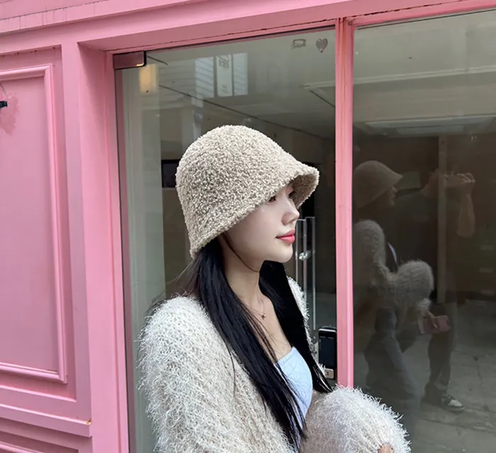 [당일배송]루킨포자체생산[특가세일]무지 뽀글이 벙거지 [묶음세일]뽀송이 양털 니트 버킷햇 모자 4color(블랙칼라-2000원) 상세 이미지 19