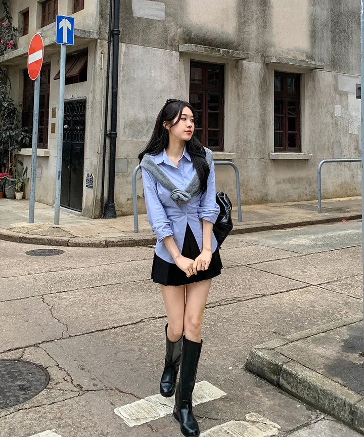 [귀욤아방핏🤎완전강츄] 하이넥 하프 숏 트렌치코트 오버핏 루즈핏 A라인 케이프 바바리 자켓 야상 점퍼 봄 가을 간절기 아우터 데일리룩 2COL 상세 이미지 35