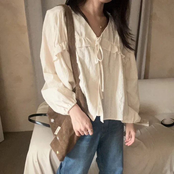 잔꽃 골덴 에코백 코듀로이 자수 숄더백 상세 이미지 15