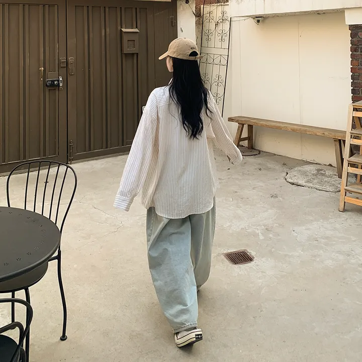 [여리여리~한여름까지✨] 린넨 오버핏 스트라이프 힙덮는 긴팔셔츠 레이어드 남방 꾸안꾸 캠퍼스룩 빅사이즈 상세 이미지 21
