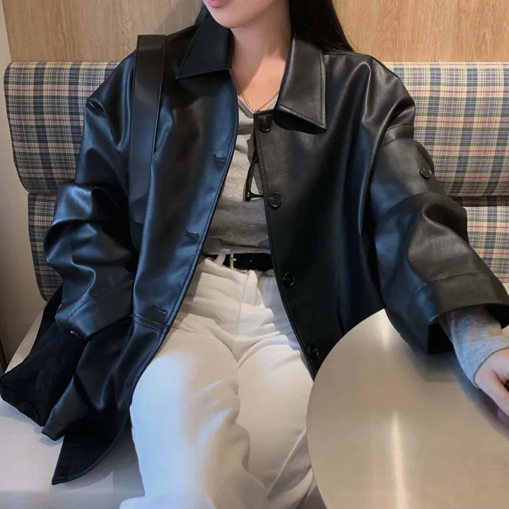 [힙덮는기장감~/블랙 당일출고🎉] 자체제작 #크치Made 오디너리 롤업 오버핏 하프 레더자켓 - jk 상세 이미지 23