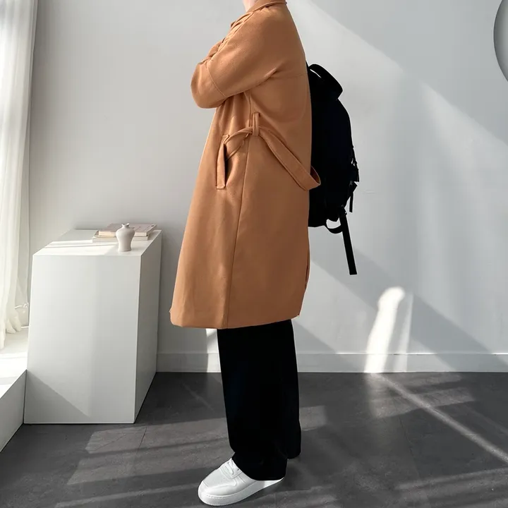 [1+1할인] 오버핏 로브 코트 미니멀 빅사이즈 아우터 남자롱로브코트 상세 이미지 10