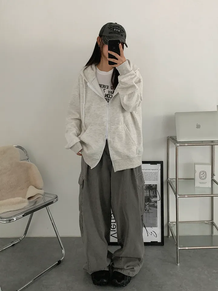 [UNISEX🖤/2사이즈선택(추가금x) 교복템,퀄보장🖤 투웨이집업 오버핏 기본 데일리 후드집업 남녀공용 커플템] 올데이투웨이후드집업 상세 이미지 15