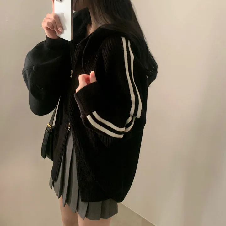 [투웨이!/저렴이XX] 펌킨 배색 라인 투웨이 오버핏 후드집업,니트가디건 - 4color 상세 이미지 34