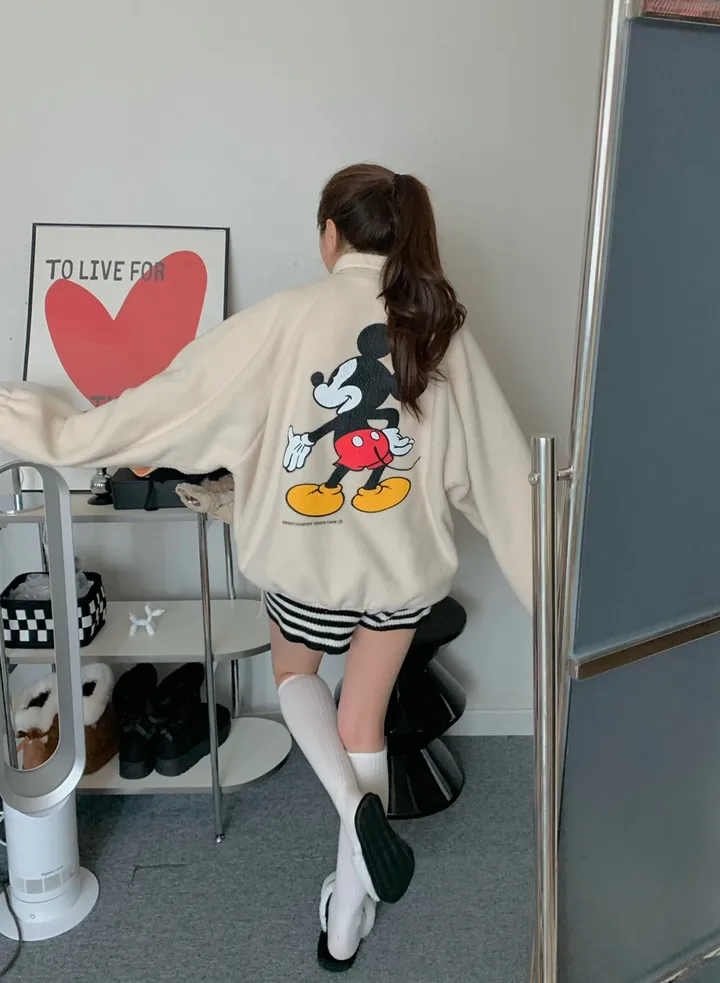 [🌠디즈니정품💭/남녀공용❤️/도링룩단독🤸] 미키 후리스 점퍼 미키마우스 캐릭터 뽀글이 집업 잠바 겨울 아우터 (3color) 상세 이미지 19