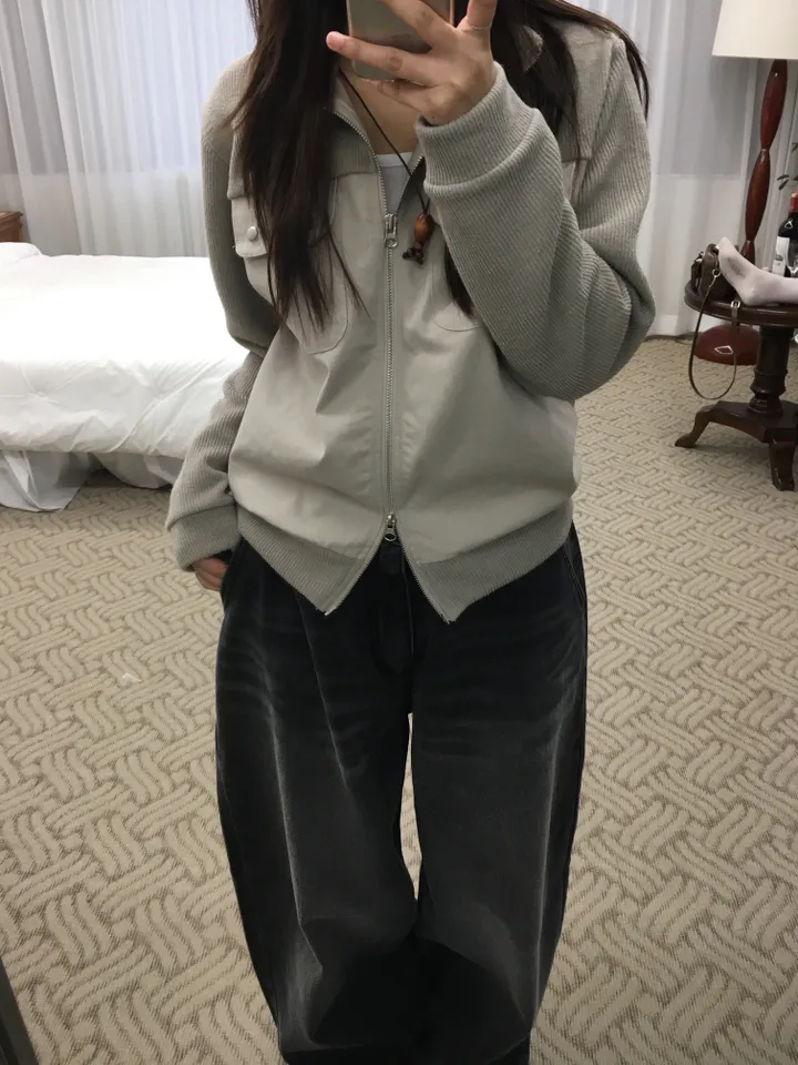 니트 나일론 배색집업 (3color) 상세 이미지 34