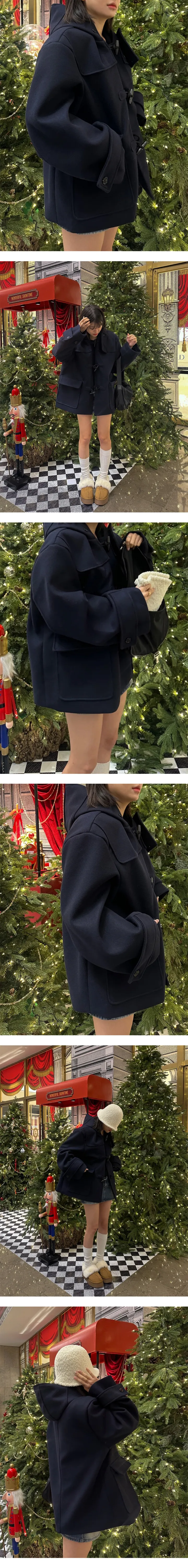 [아방핏강추/고퀄] 탄탄 울 모직 후드 떡볶이 코트 (2col) 상세 이미지 15