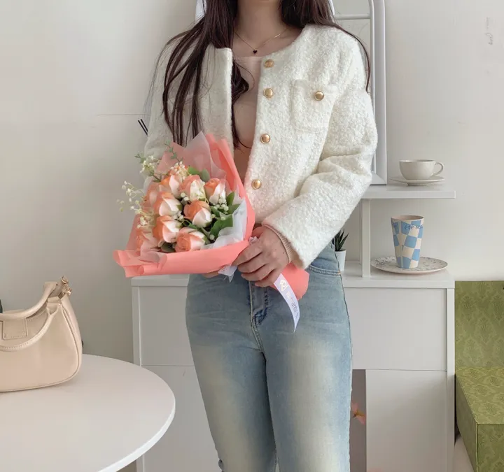 당일💖 데이트룩 벚꽃룩 연말룩 하객룩 강추! 눈꽃 부클 트위드 자켓 퍼자켓 상세 이미지 12