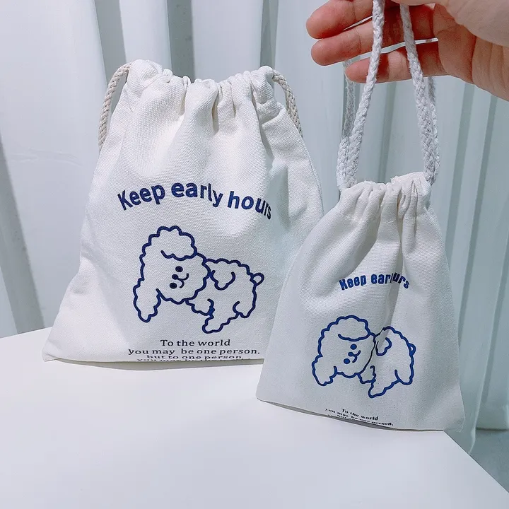[특가할인] 강아지 복조리 파우치 휴대용 화장품 캔버스 속가방 2size 에코백 상세 이미지 7