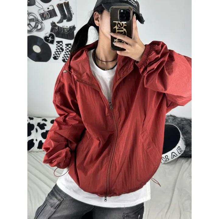 [재진행/UNISEX]고프 후드 루디 컬러 힙 윈드 집업 점퍼(chacoal,wine,blue) 상세 이미지 16