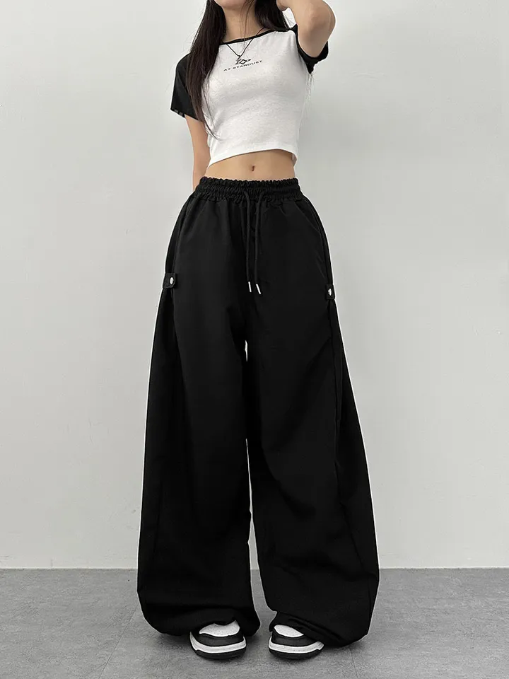 [사이드스냅🖤벌룬핏/나일론 2way스트링조절 비죠버튼 와이드팬츠] 비죠버튼벌룬와이드팬츠 상세 이미지 82