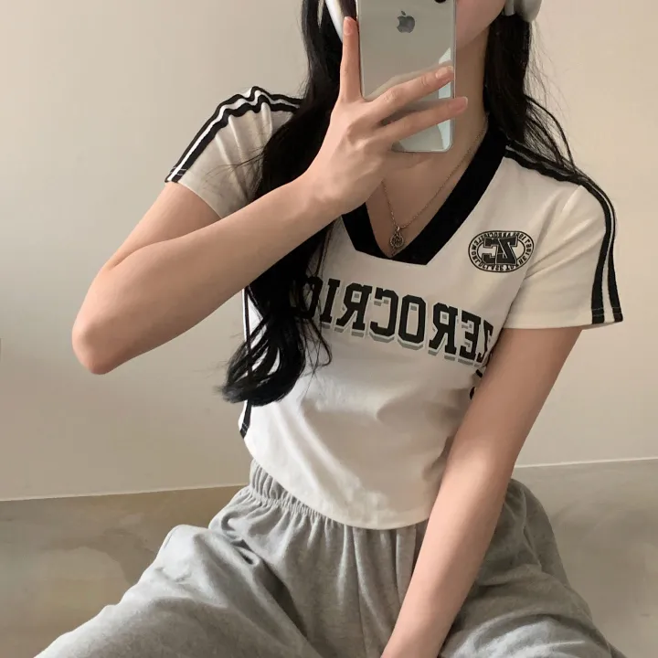 [찐만족도100%🤍] 블록코어 져지 배색 레터링 스트릿 크롭 반팔티셔츠 - 6color 상세 이미지 23