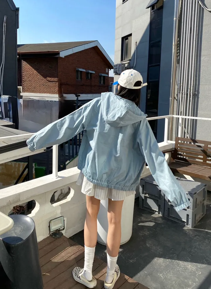 [🩵봄신상/오버핏/🩵반응폭주]데이 남녀공용 유니섹스 오버핏 스트링 스토퍼 투웨이 후드캡 간절기 아우터 바람막이 상세 이미지 20