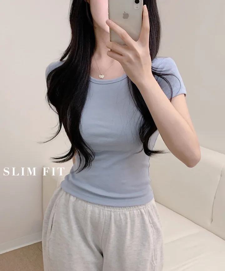 [-3kg/핏끝판왕!] 슬림핏 기본 무지 여리 반팔 티셔츠 (13color) 상세 이미지 2