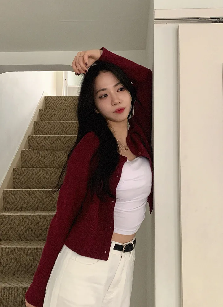 1+1할인🐰[루즈핏🤍] 베리 골지 라운드넥 가디건 상세 이미지 11