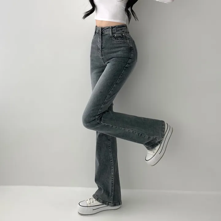 [인생핏🖤/기장선택/~XL] 모먼트 빈티지 스톤 워싱 하이웨스트 부츠컷 스판 데님 팬츠 키작녀 키큰녀 빅사이즈 청바지 상세 이미지 16