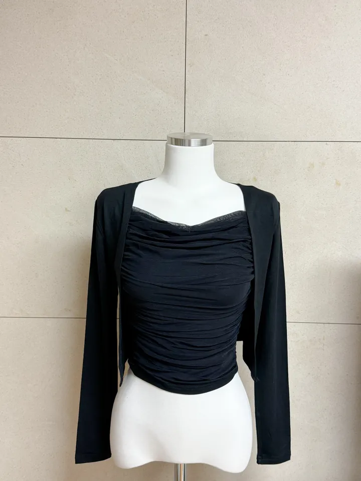 *바배* [🎀봄신상강추] 쉬폰 레이스 셔링 나시 가디건 세트 투피스 (3 color) 봄가디건 나시가디건 투피스 데이트룩 간절기 끈나시 망사나시 크롭가디건 하객룩 상세 이미지 11