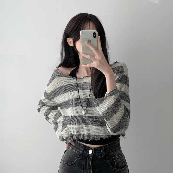 *주문폭주* [데일리힙set] 물결 단가라 니트 티셔츠 & 흑청 사이드워싱 데님 팬츠 [D1-9] 상세 이미지 12