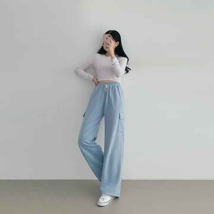 10가지 파스텔색감 숏앤롱 카고 트레이닝 와이드 팬츠  P0008040 상세 이미지 54