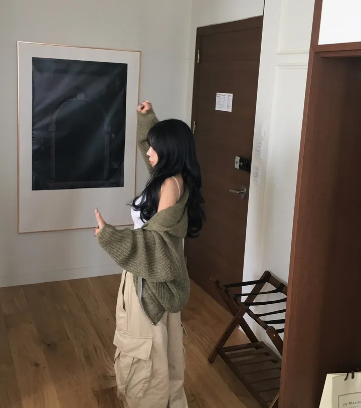 [군살쏙~] 여리 후드 꽈배기 아방 루즈 박시핏 후드집업 상세 이미지 19