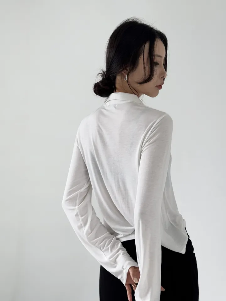 [여리핏/활용도최고] 케이트 셔츠 카라 가디건 - 3color (카라가디건, 가디건티,롱슬리브,셔츠,셔츠가디건,미니멀,데일리,이너,레이어드,레이어링,긴팔티,셔츠티셔츠) 상세 이미지 34