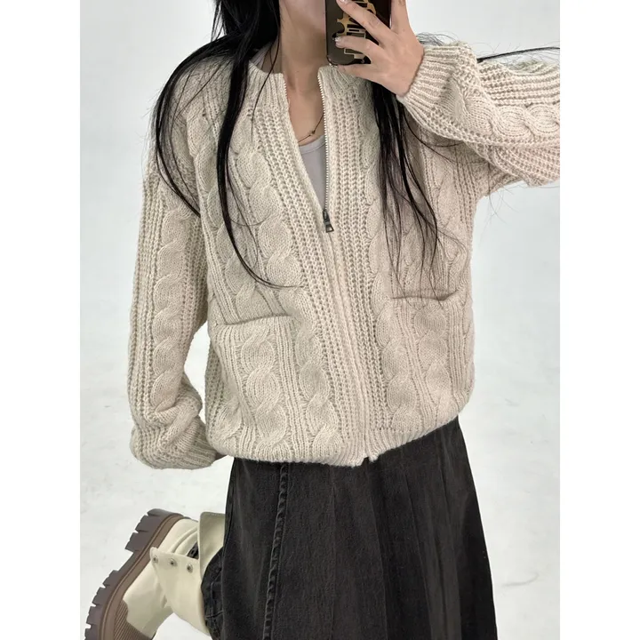 코지 러블리 포켓 포인트 케이블 니트 집업(4color/3-5일 여유주문) 상세 이미지 8