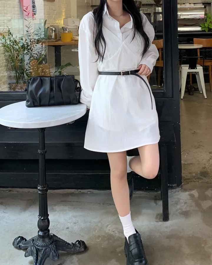 [set🖤/기장조절/데이트룩] 셔츠ops+뷔스티에ops 투피스 레이어드 세트set 상세 이미지 20