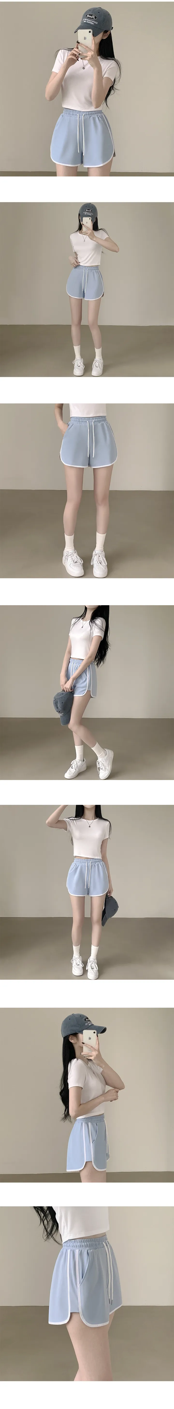 [주머니o/허벅지말라핏!] 데일리 필수템, 하이웨스트 밴딩 와이드 트레이닝 랍빠 돌핀 반바지 숏팬츠 (8color) 상세 이미지 8