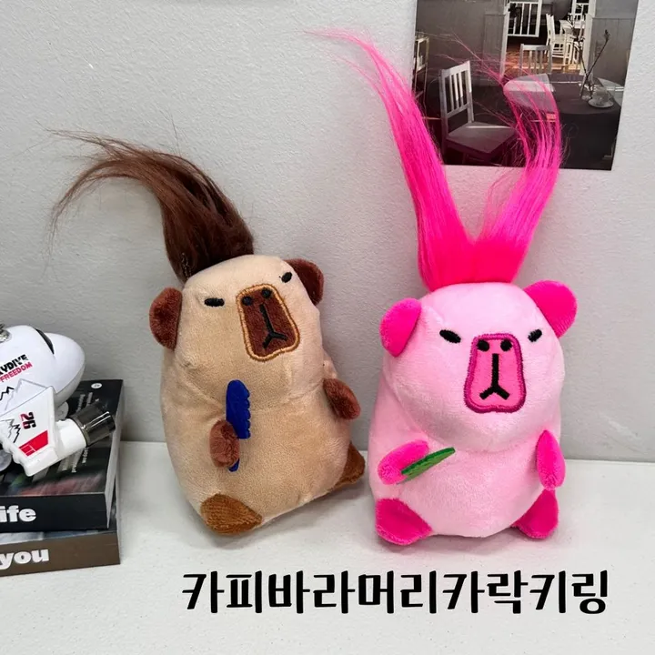 🚀당일출고⚡ 카피바라키링 머리카락인형 쿼카 모찌가방고리 상세 이미지 1