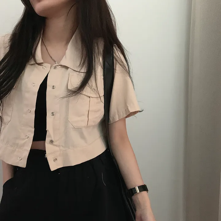 [여름*.*/핏보장🤍] 아몬드 야상 크롭 반팔 자켓 상세 이미지 36