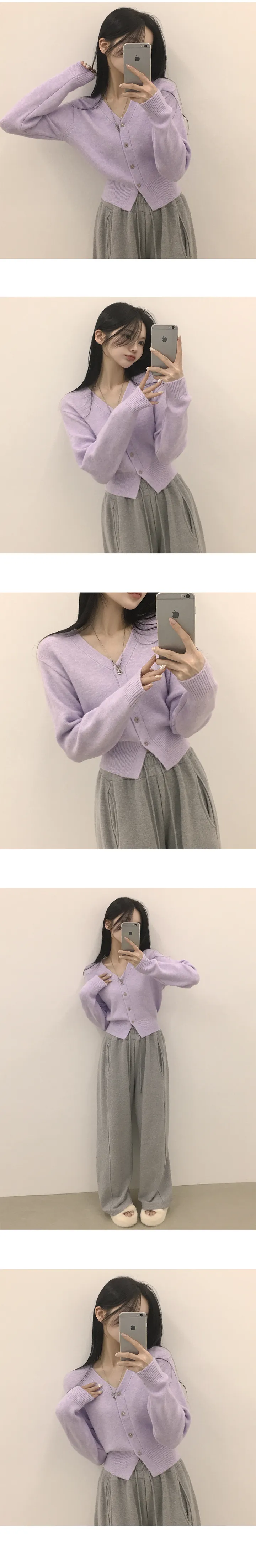 [고퀄,캐시울🤍/색감맛집] 허리잘록~ 여리핏, 부드러운 캐시 울 브이넥 크롭 니트가디건 (9color) 상세 이미지 7
