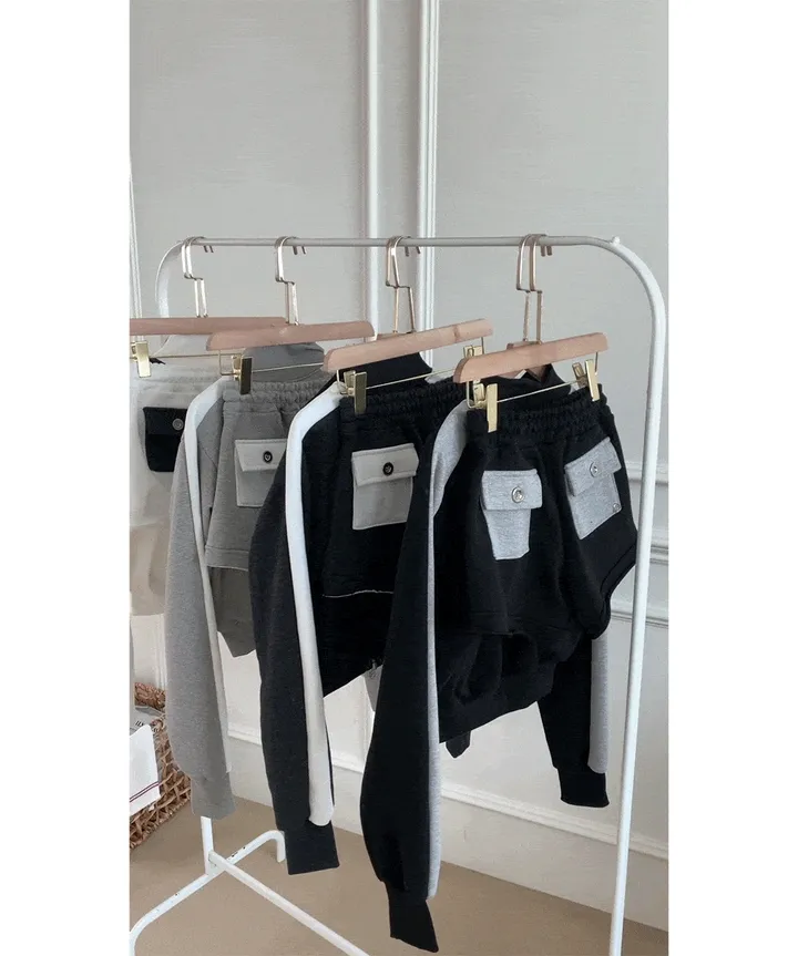*부함x직각어깨핏[여름밤에도🖤] made 멜팅 배색 세미크롭 집업 상세 이미지 9