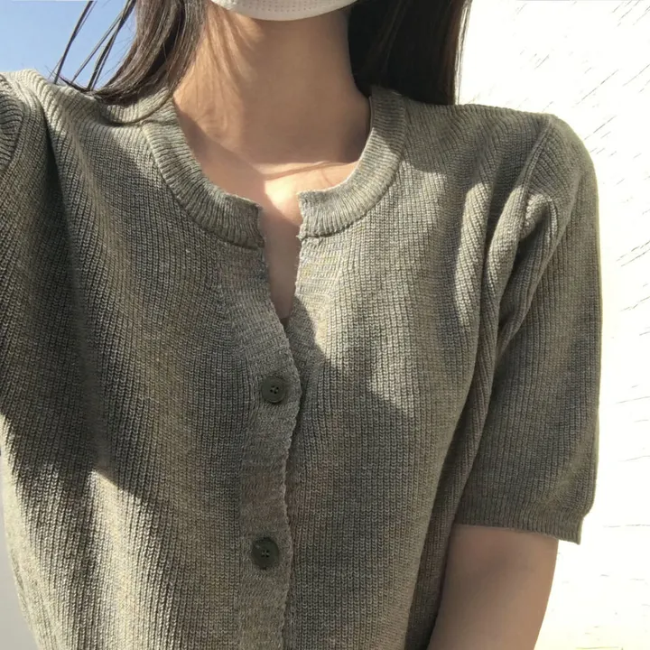 [린넨15%] 부드럽게 착- 반팔 린넨 가디건 / 하찌 넥트임 버튼 반팔티 상세 이미지 15