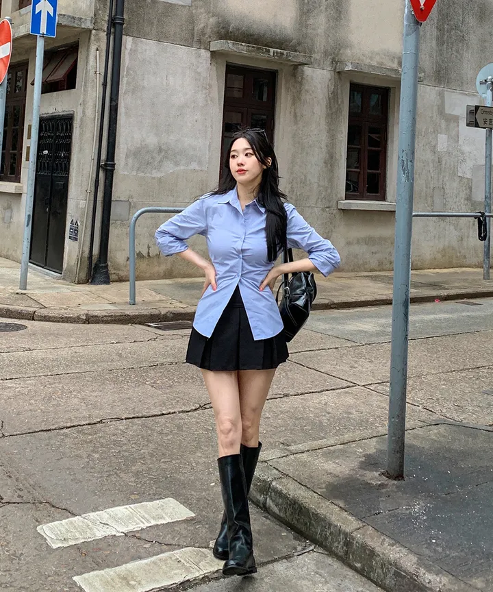 [귀욤아방핏🤎완전강츄] 하이넥 하프 숏 트렌치코트 오버핏 루즈핏 A라인 케이프 바바리 자켓 야상 점퍼 봄 가을 간절기 아우터 데일리룩 2COL 상세 이미지 21