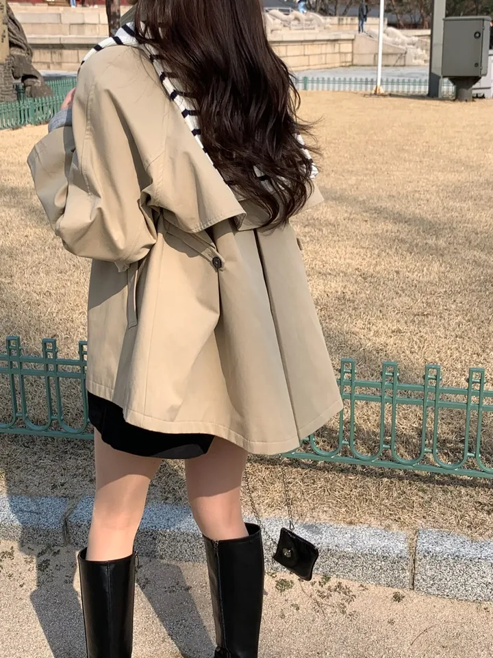 [*주문폭주!!/당일발송*] 파리 트렌치 케이프 하프코트 트렌치코트 트렌치하프 하프트렌치 코트 봄아우터 봄트렌치 절개트렌치 (1color) 상세 이미지 29