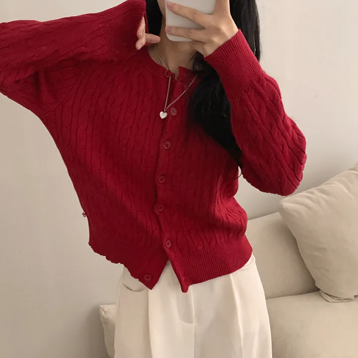 묶음할인🤍[겨울⛄️] 리즈 꽈배기 라운드 니트 가디건 상세 이미지 26