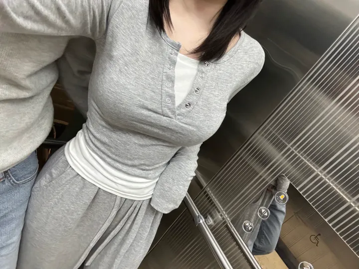 [시원찰랑💕/세트가격] 배색 레이어드 티셔츠 찰랑 와이드팬츠 세트 상세 이미지 14