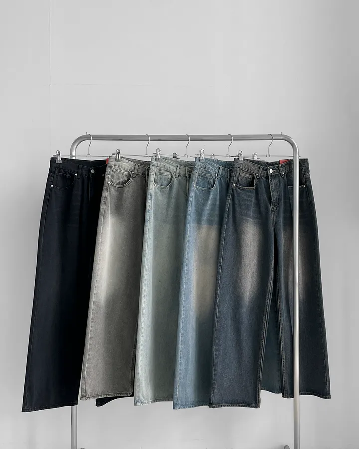 [3기장/~3XL] 스모크 워싱 와이드 정핏 일자 캐쥬얼 데일리 데님 팬츠 바지 상세 이미지 32