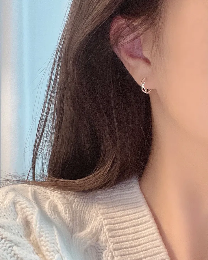 실버925 미니 꼬임 원터치 링귀걸이 (실버,로즈골드) 상세 이미지 4