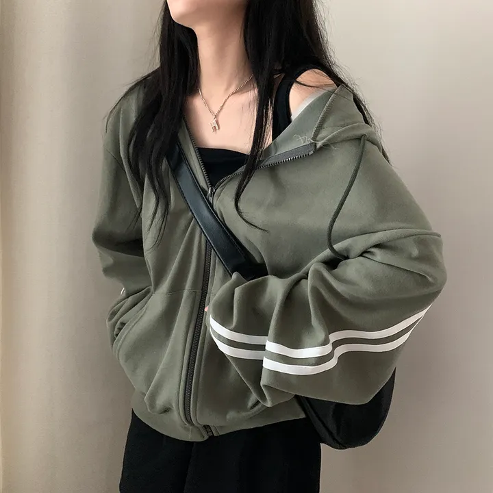 [루즈핏/꾸안꾸🖤] 키트 투라인 후드 집업 점퍼 상세 이미지 22