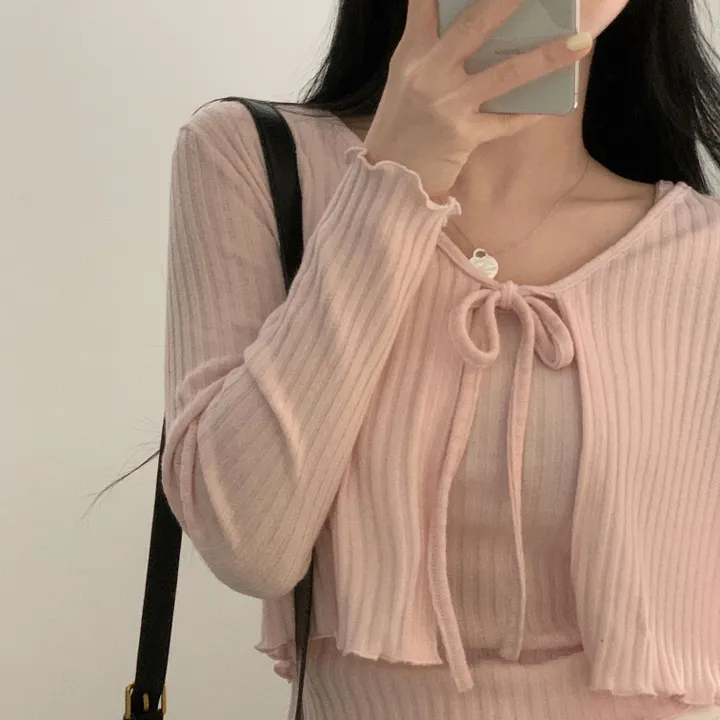 [재진행/세트가격/여리핏!] 요플레 골지 나시+크롭 니트가디건 투피스,셋업 - 5color 상세 이미지 18